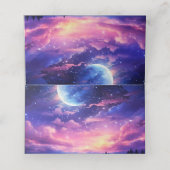 Celestial Full Moon Wedding Folded Platzkarte (Innenseite Aufgefaltet)
