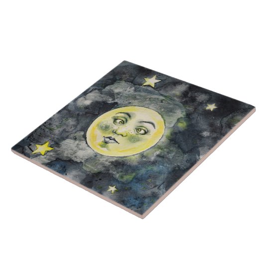 Celestial Funny Moon Stars Sky Fliese (Seite)