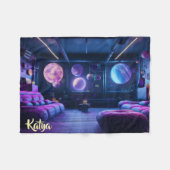 Celestial Futuristic Zuhause Large Lila Planet Fleecedecke (Vorderseite (Horizontal))