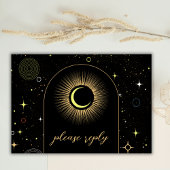 Celestial Galaxy Black Mystical Wedding RSVP