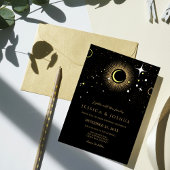 Celestial Galaxy Black Wedding Einladung