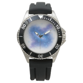 Celestial Galaxy Clock – Cosmic Space Art in Blue  Armbanduhr