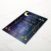 Celestial Galaxy Cosmos Moon Sky Gold Hochzeit Folieneinladung (Gedreht)