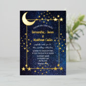 Celestial Galaxy Cosmos Moon Sky Gold Hochzeit Folieneinladung (Stehend vorne)