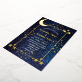 Celestial Galaxy Cosmos Moon Sky Gold Hochzeit Folieneinladung (Gedreht)