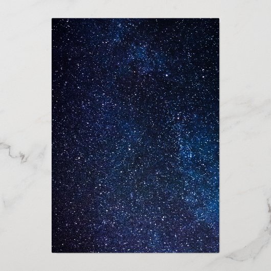 Celestial Galaxy Cosmos Moon Sky Gold Hochzeit Folieneinladung (Rückseite)