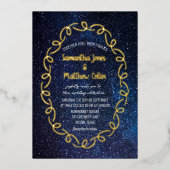 Celestial Galaxy Cosmos Sky Gold Foil Hochzeit Folieneinladung (Vorderseite)
