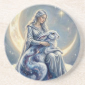 Celestial Galaxy Hare Moon Goddess Fantasy Art Getränkeuntersetzer (Vorne)