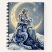 Celestial Galaxy Hare Moon Goddess Fantasy Art Notizblock (Vorderseite)