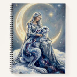 Celestial Galaxy Hare Moon Goddess Fantasy Art Notizblock
