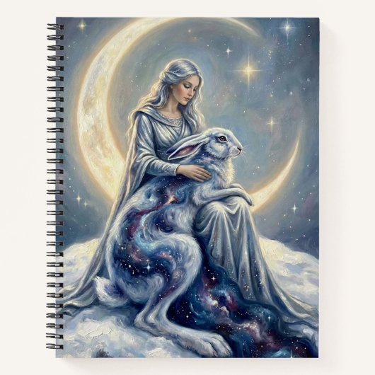 Celestial Galaxy Hare Moon Goddess Fantasy Art Notizblock (Vorderseite)