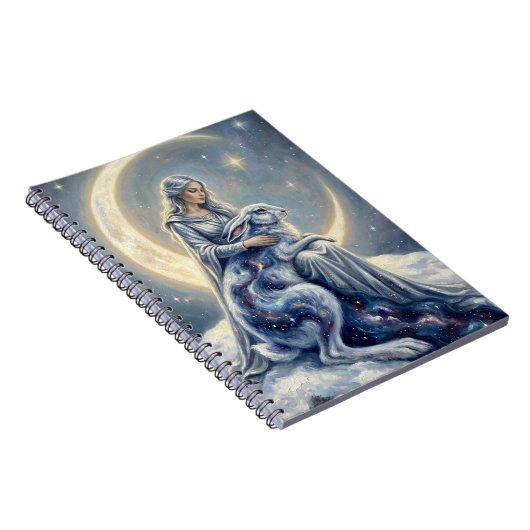 Celestial Galaxy Hare Moon Goddess Fantasy Art Notizblock (Rechte Seite)