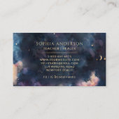 Celestial Galaxy Midnight Navy Blue Modern Chic Visitenkarte (Rückseite)