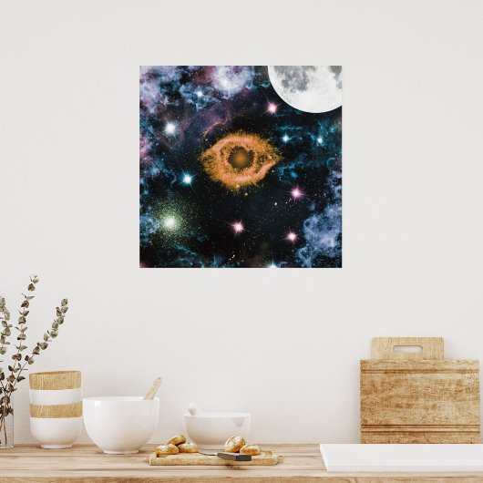 Celestial Galaxy Nebula Planet Hubble Foto Poster (Küche)