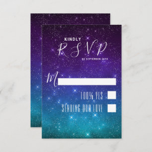 Celestial Galaxy Night Sky Stars Hochzeit RSVP Karte
