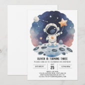 Celestial Galaxy Online Astronaut Boy Geburtstag Einladung (Vorne/Hinten)