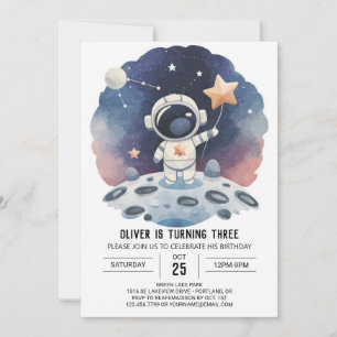 Celestial Galaxy Online Astronaut Boy Geburtstag Einladung