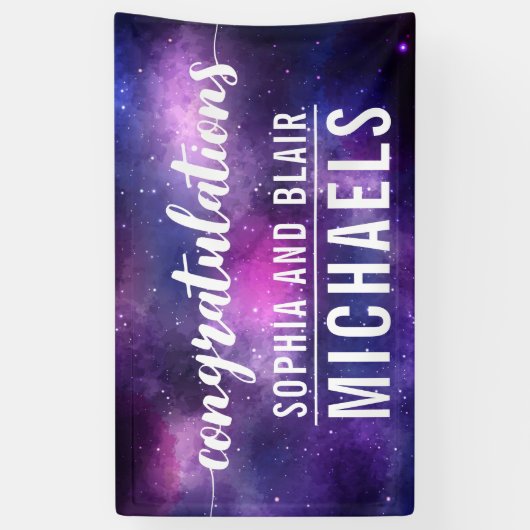 Celestial Galaxy Space Hochzeit Herzlichen Glückwu Banner (Vertikal)