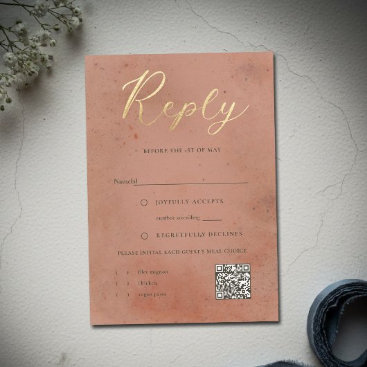 Celestial Galaxy Stars Blush Pink Glow Wedding QR RSVP Karte