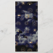 Celestial Galaxy Sun Crescent Moon Navy Boho Menü Menükarte (Rückseite)
