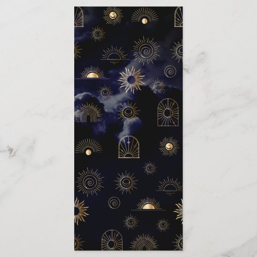 Celestial Galaxy Sun Crescent Moon Navy Menükarte (Rückseite)