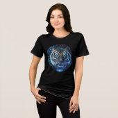 Celestial Galaxy Tiger Art Print Tri-Blend Shirt (Vorderseite voll)