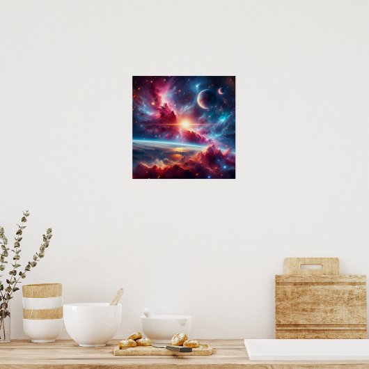 Celestial Galaxy: Vibrant Nebulae & Distant Worlds Poster (Küche)