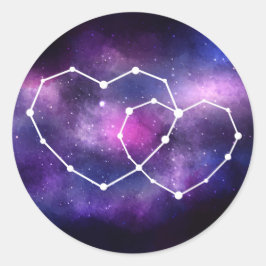 Celestial Galaxy Wedding Hearts Constellation Star Runder Aufkleber