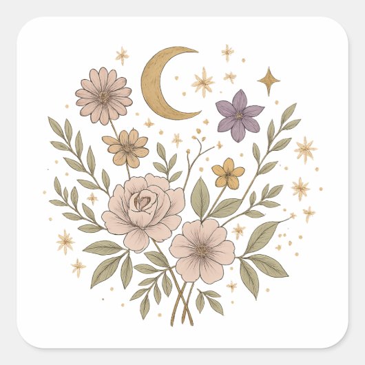 Celestial Garden” Mystical Floral Sticker (Vorderseite)