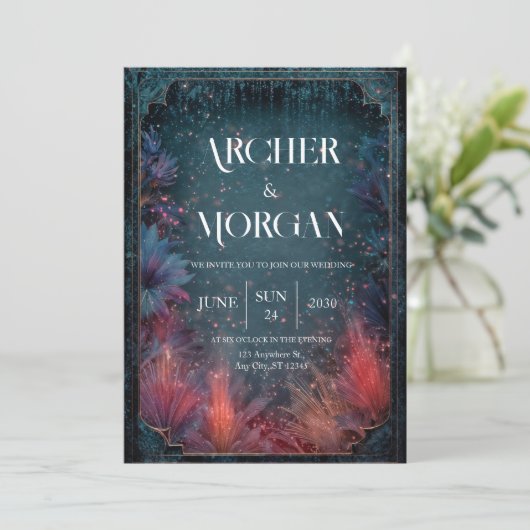 Celestial Garden Wedding Einladung (Stehend Vorderseite)