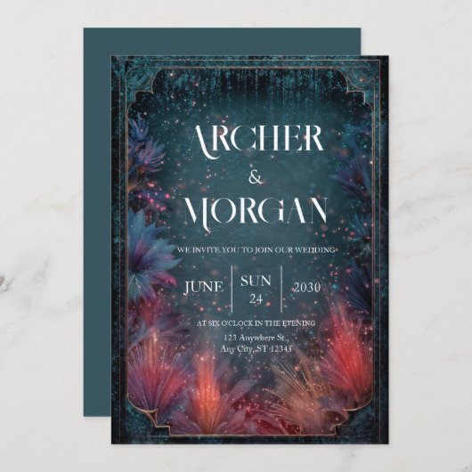 Celestial Garden Wedding Einladung (Vorne/Hinten)