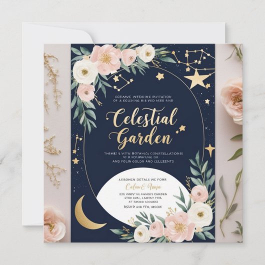 Celestial Garden Wedding Einladung (Vorderseite)