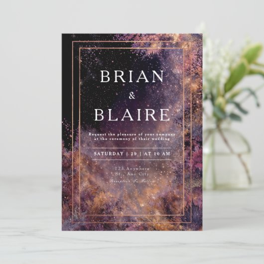 Celestial Garden Wedding Einladung (Stehend Vorderseite)