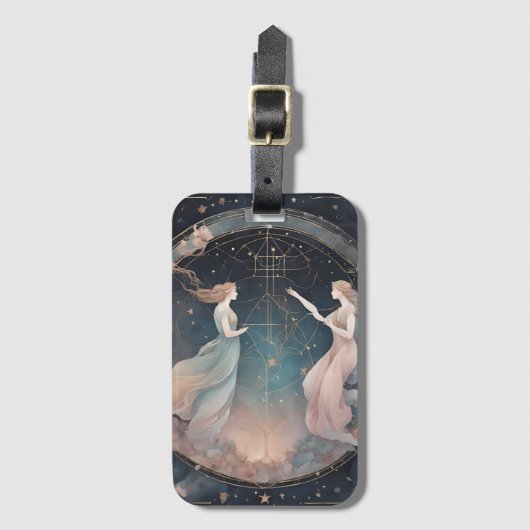 Celestial Gemini Zodiac Sign Gepäckanhänger (Vorderseite Vertikal)