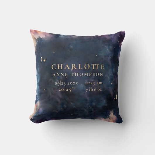 Celestial Geschenk Geburtsstaten Keepake Navy Kind Kissen (Vorderseite)