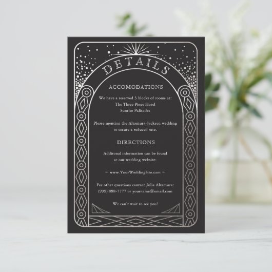 Celestial Gewerkschaft Wedding Details Card (Silbe Begleitkarte (Stehend Vorderseite)