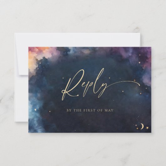Celestial Gift Midnight Blue Meet Wedding RSVP (Vorderseite)