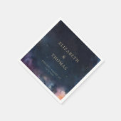 Celestial Gift Midnight Blue Sky Stars Watercolor Serviette (Ecke)