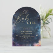 Celestial Gift Midnight Blue Star Arch Baby Dusche Einladung (Stehend Vorderseite)