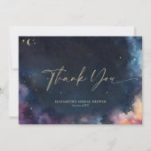 Celestial Gift Midnight Blue Starry Night Galaxy Dankeskarte (Vorderseite)