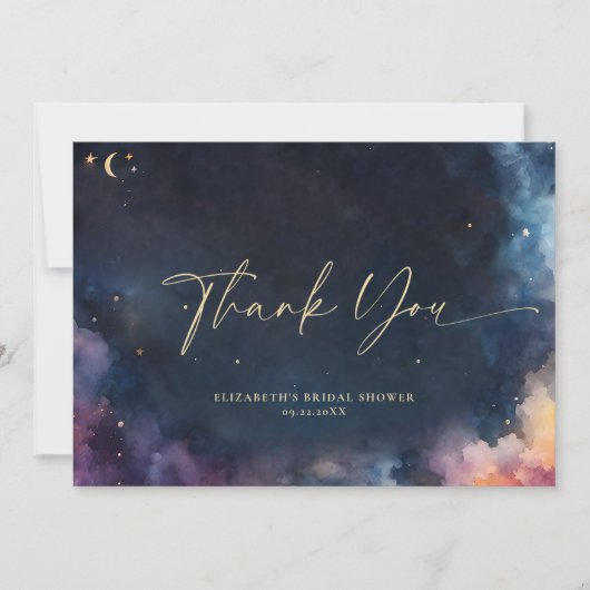 Celestial Gift Midnight Blue Starry Night Galaxy Dankeskarte (Vorderseite)