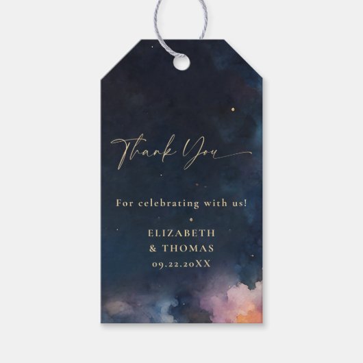 Celestial Gift Midnight Blue Stars Kosmische Galax Geschenkanhänger (Vorderseite)