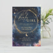 Celestial Gift Mitternacht Blue Elegante Babydusch Einladung (Stehend Vorderseite)