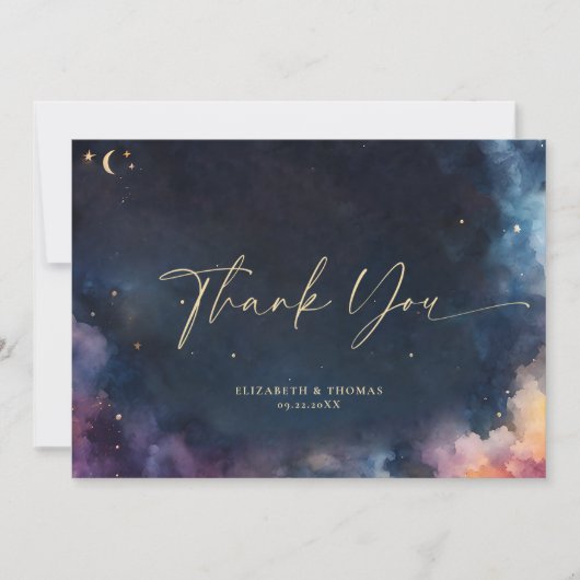 Celestial Gift Stars Kosmische Galaxie Mitternacht Dankeskarte (Vorderseite)