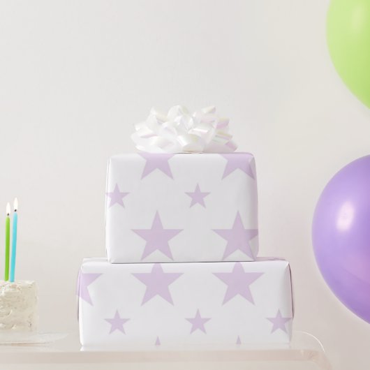 Celestial Girly Pastel Purple Stars Pattern Spring Geschenkpapier (Partygeschenke)