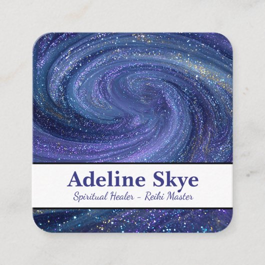 Celestial glittering swirl quadratische visitenkarte (Vorderseite)
