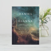 Celestial Glow Wedding Einladung (Stehend Vorderseite)