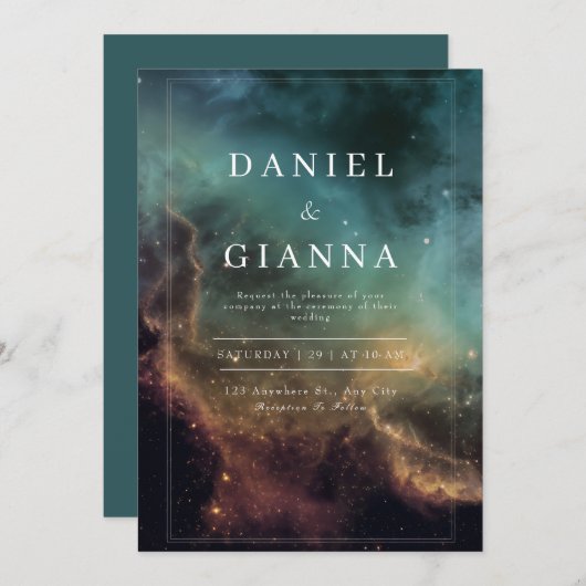 Celestial Glow Wedding Einladung (Vorne/Hinten)