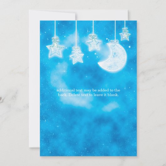 Celestial Glows Stars Moon Blue Sky Baby Dusche Einladung (Rückseite)