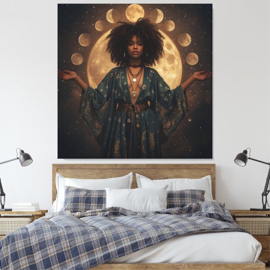 Celestial Goddess Afro Art - Stretchierte Leinwand (Insitu (Schlafzimmer))